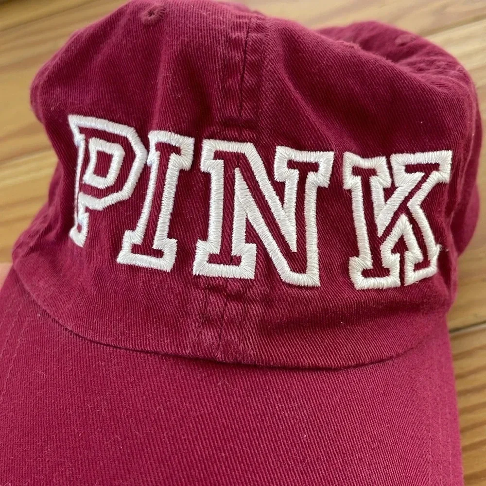 Victoria's Secret PINK Burgundy Ballcap Hat One Size Adjustable Strap